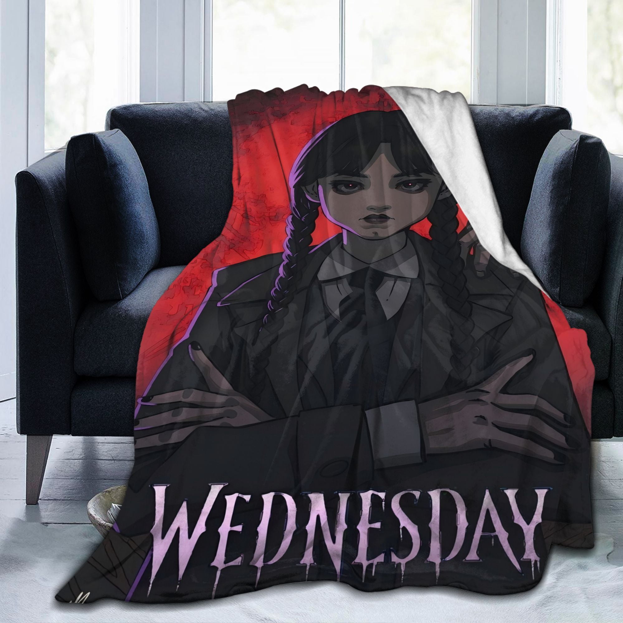 Wednesday Addams Inspired Gothic Blanket - Soft Flannel All-Season ...