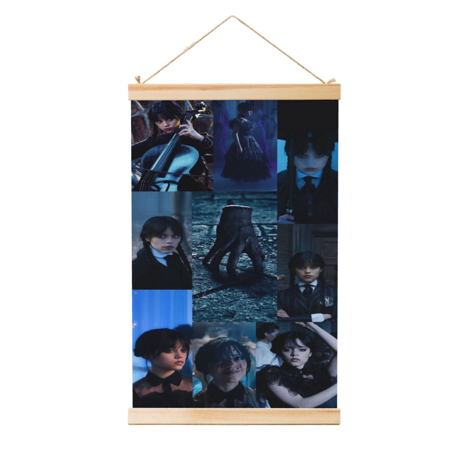 Wednesday Photo Frame Wednesday Addams Poster Aesthetic Canvas Wooden Shaft Wall Art Hanging ...