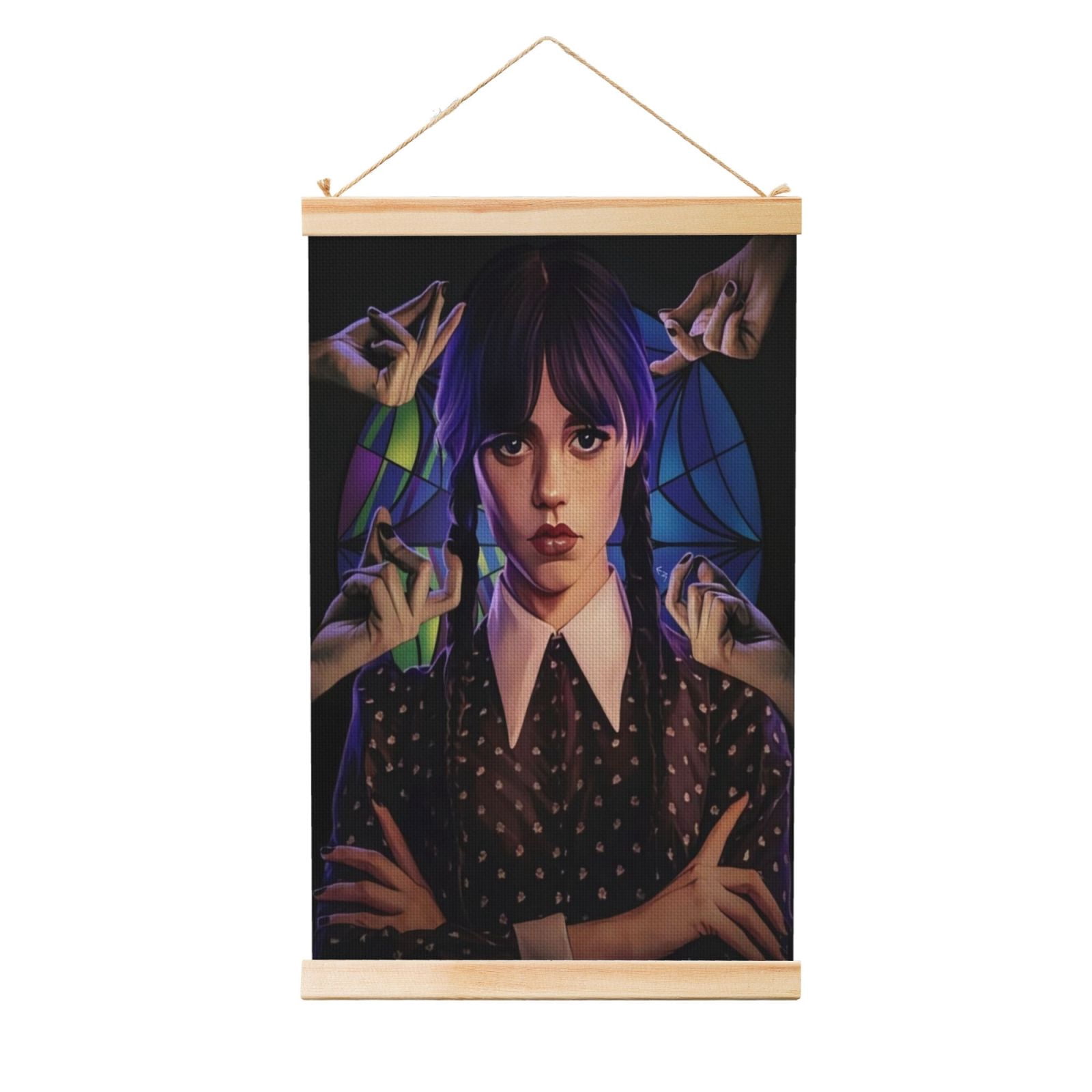 Wednesday Photo Frame Wednesday Addams Poster Aesthetic Canvas Wooden Shaft Wall Art Hanging ...