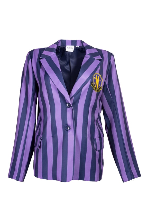 Wednesday Addams Purple Blazer Jacket School Crest Halloween Costume Cosplay