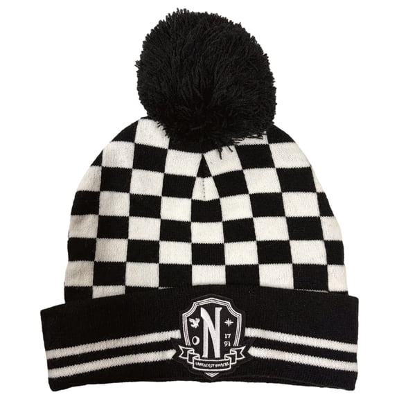 Wednesday Addams The Addams Family Striped Beanie Black Wite