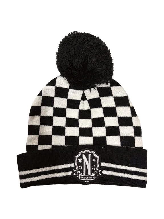 Addams The Addams Family Striped Beanie Black Wite