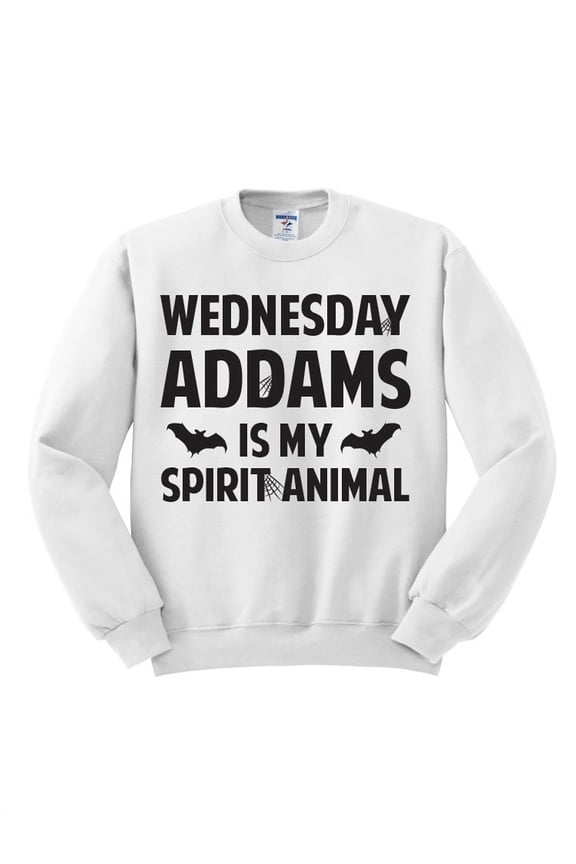 Wednesday Addams is My Spirit Animal (Black Ink) Halloween Sweatshirt Small White