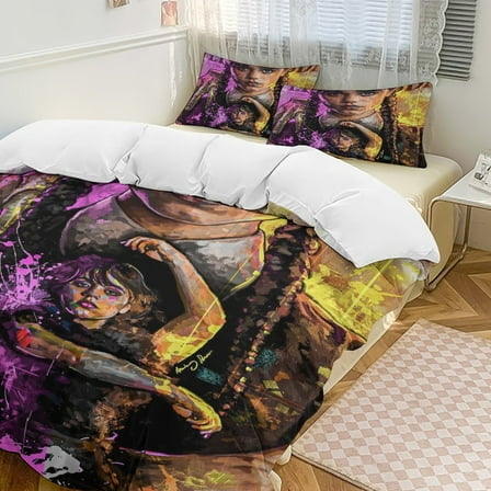 Wednesday Bedding Set Novelty Pattern Soft Microfiber Comforter Set 3 Pieces 1 Duvet Cover 2 Pillow Shams Twin-86"x70"