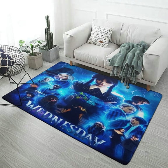 Wednesday Carpet for Living Room Fashion Pattern Coral Velvet Floor Mat Non-Slip Soft Yoga Area Rugs 40x60inch