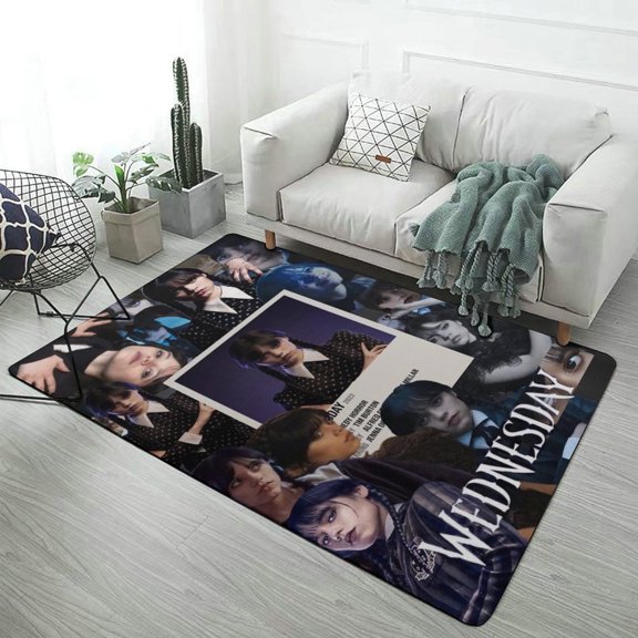 Wednesday Carpet for Living Room Fashion Pattern Coral Velvet Floor Mat Non-Slip Soft Yoga Area Rugs 40x60inch