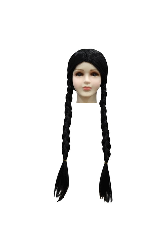 Wednesday Cosplay Wig Halloween Theme Party Accessories for Girls