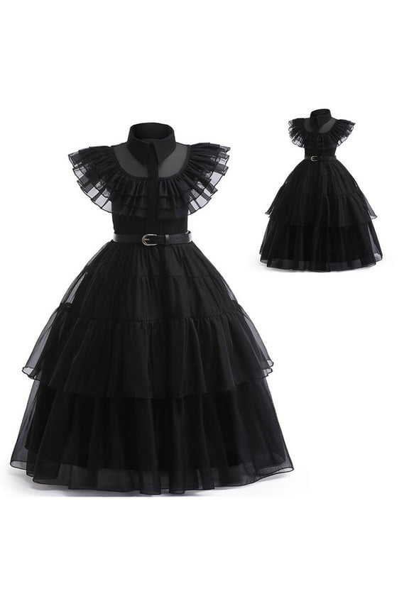 Girls Kids Addams Family Cosplay Costume Outfit