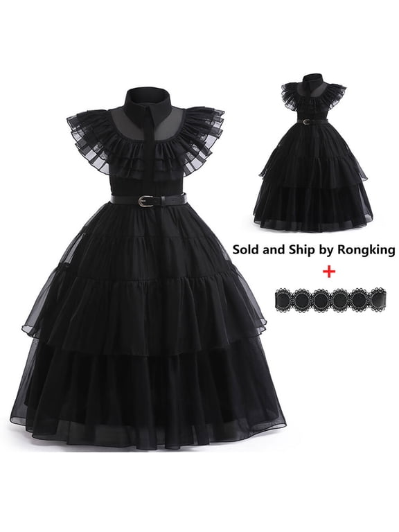 Black Dress for Girls Kids Halloween Movie Cosplay Costume Outfit