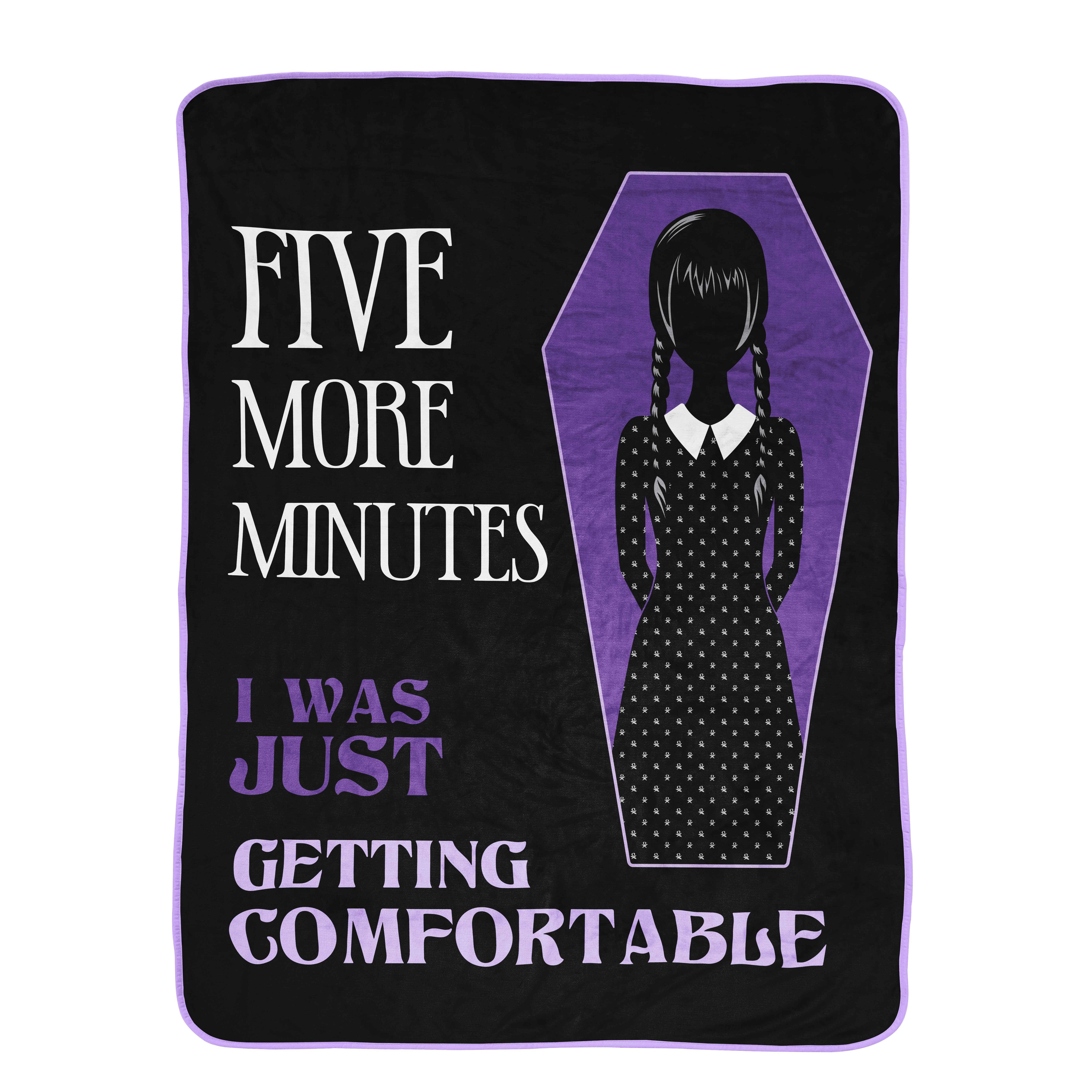 Wednesday Floral Skulls 46" x 60" Coral Fleece Throw Blanket, Polyester, Purple & Black, MGM