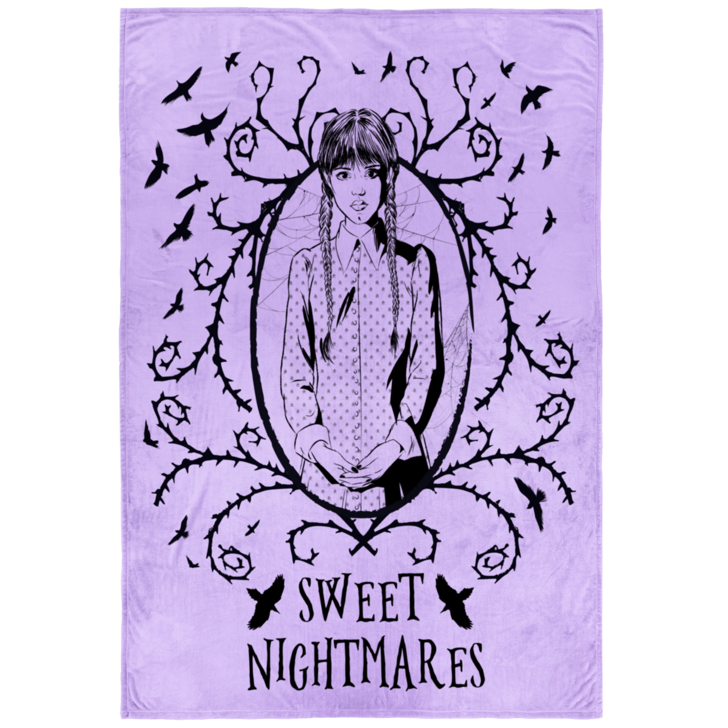 Wednesday Addams Floral Skulls 62" x 90" Silk Touch Throw Blanket, Kids, Polyester, Purple, MGM