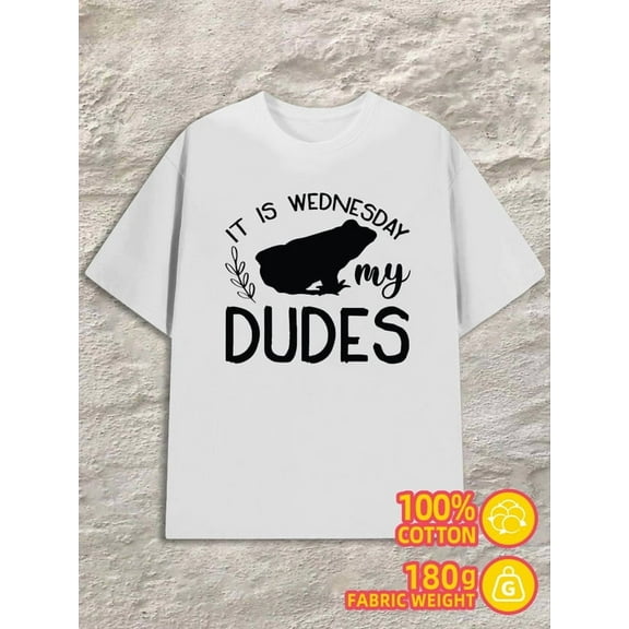Wednesday Frog T-Shirt for men 180G 100% Cotton white Funny Unisex Shirt Graphic tshirts Basic Unisex Shirt Graphic tshirts Unique Design Unisex Shirt Crewneck tshirts