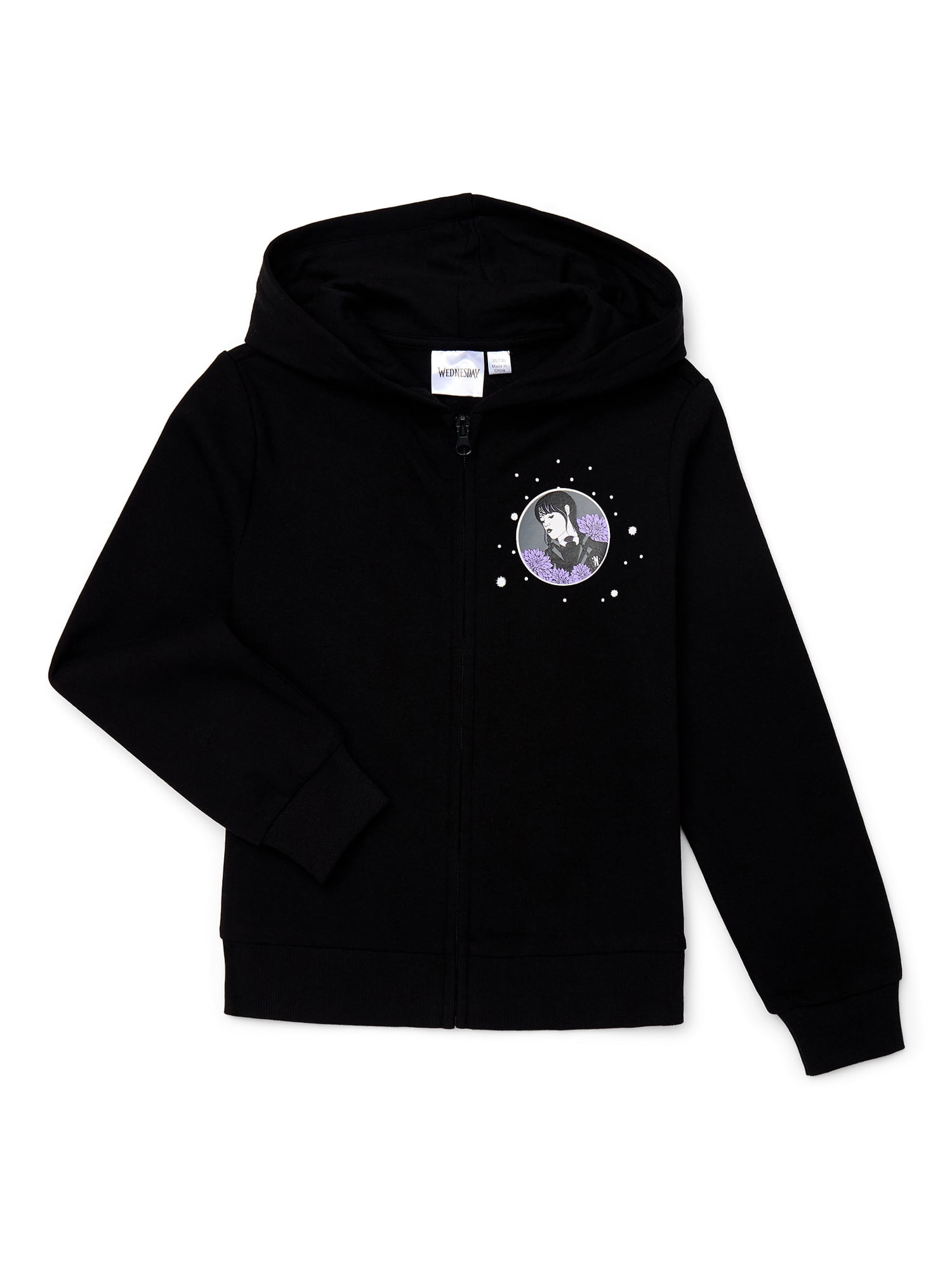 Wednesday Addams Girls Halloween Graphic Fleece Hoodie Sweatshirt