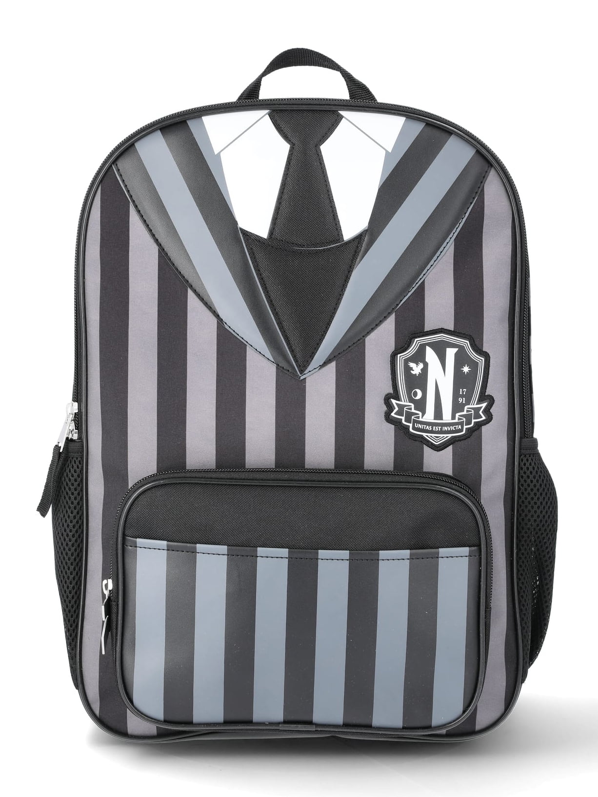 Wednesday Girls' 17" Nevermore Uniform Graphic Backpack, Black/White Stripes