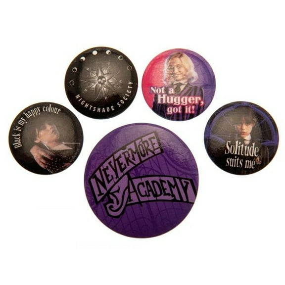 Wednesday Nevermore Button Set (Pack of 5)