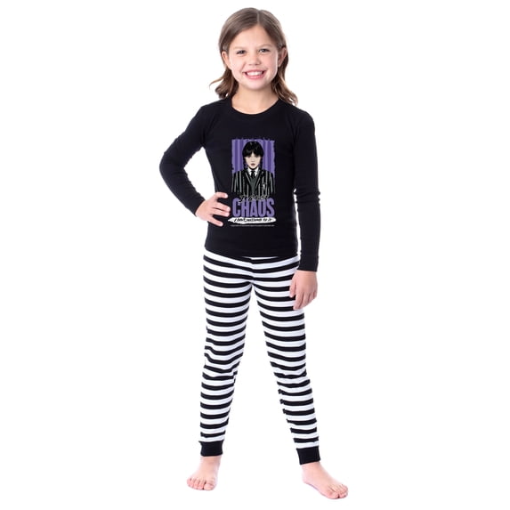 Wednesday Series The Addams Family I Cause Chaos 2 Piece Pajama Tight Fit Sleep Set 4