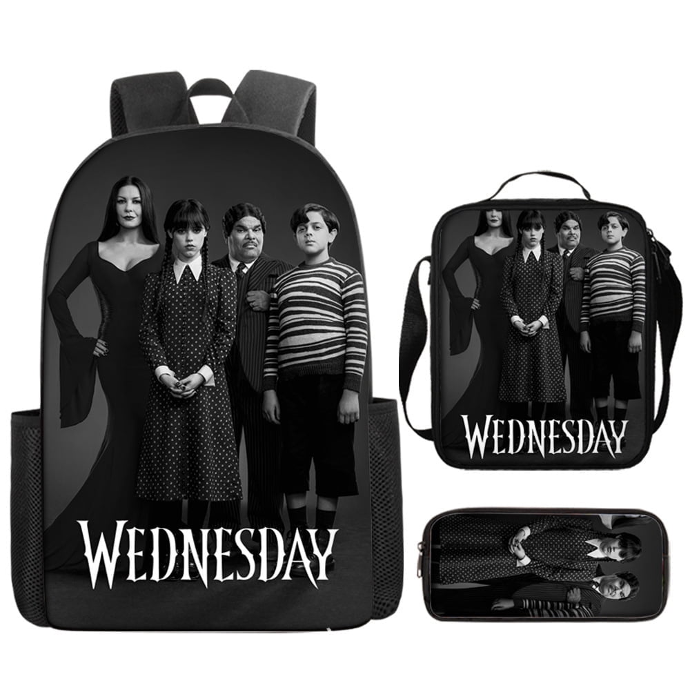 Wednesday printed backpack Three-piece portable backpack for primary ...