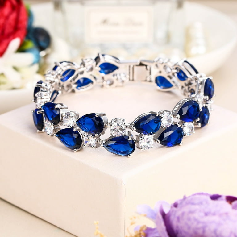 Wedure 2 Rows AAA Cubic Zirconia Bling Tennis Bracelet for Bride