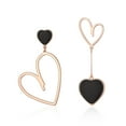 thumbnail image 1 of Wedure Asymmetric Statement Heart Dangle Drop Earrings for Women, Mismatched Enamel Love Dangling Earrings Gift for Valentines Anniversary Black_Rose Gold Tone, 1 of 5