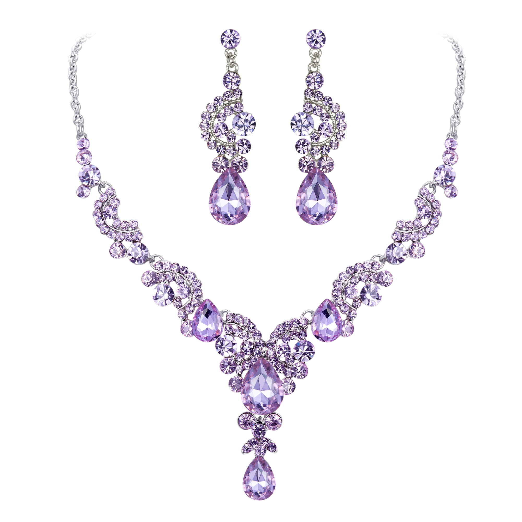 Swarovski Elements Iridescent Purple Necklace and Earrings Set –  alexandreasjewels