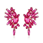 Wedure St Patricks Day Crystal Fashion Statement Earrings, Vintage Marquise Teardrop Cluster Bling Colorful Dangle Earrings for Woman Green w/ Champagne Gold-Tone