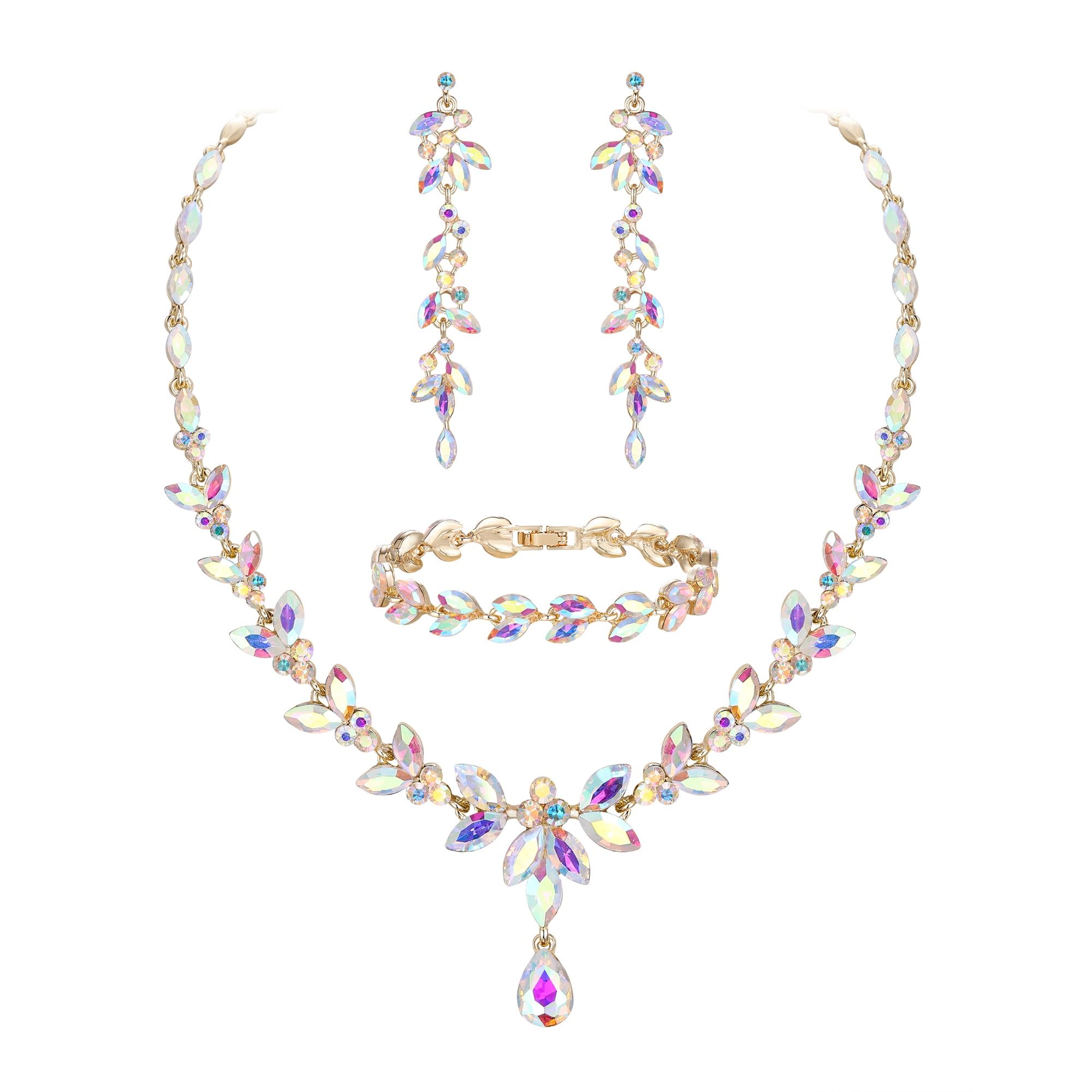 Iridescent necklace shop and earrings
