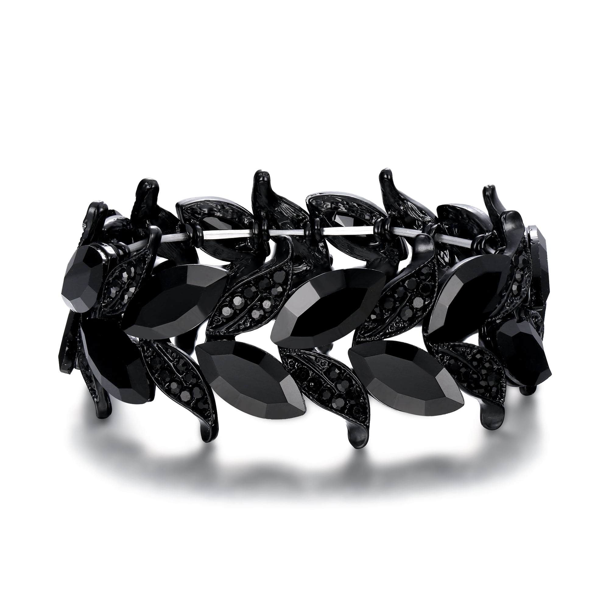 EVER FAITH Art Deco Armband Mit Marquise-Kristallen – Elastisches Stretch-Armband, Klar & Silberfarben, Für Hochzeit & Festliche Anlässe
