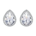 thumbnail image 1 of Wedure Wedding Teardrop Austrian Crystal Stud Earrings for Bride, Elegant Party Prom Style Studs Halo Earrings for Women Clear Silver-Tone, 1 of 4