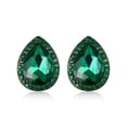 thumbnail image 1 of Wedure Wedding Teardrop Austrian Crystal Stud Earrings for Bride, Elegant Party Prom Style Studs Halo Earrings for Women Green Black-Tone, 1 of 5