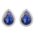 thumbnail image 1 of Wedure Wedding Teardrop Austrian Crystal Stud Earrings for Bride, Elegant Party Prom Style Studs Halo Earrings for Women Navy Blue Silver-Tone, 1 of 5