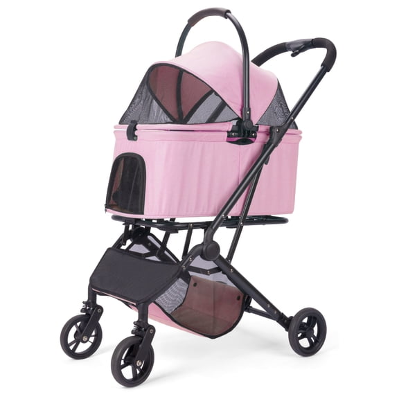 Wedyvko 3 in 1 Multifunction Pet Travel System,4 Wheel Foldable Pet Stroller with Storage Basket for Small Medium Cats/Dogs