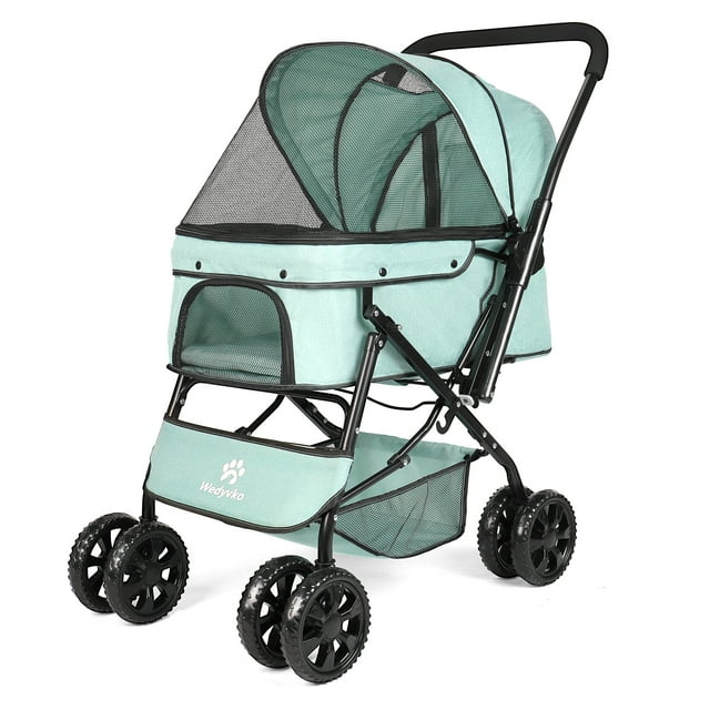 Wedyvko Large Cat & Dog Stroller Reversible Handle, Mesh Windows