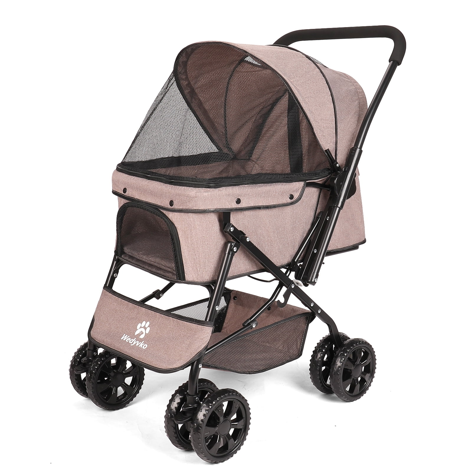 SEGAWE Pet Stroller For Small & Medium Dogs Cats – 4 Wheels, Cup Holder, Compact Fold