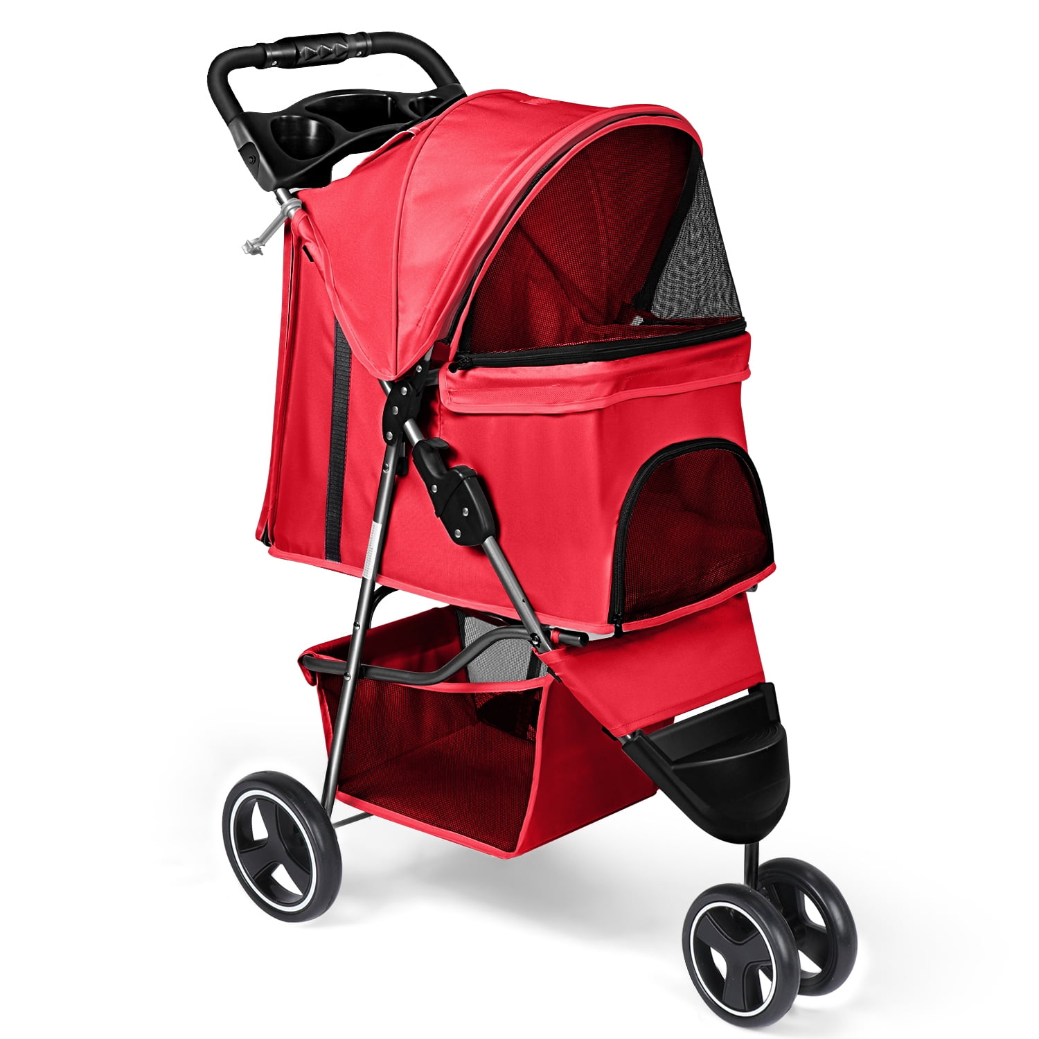 Wedyvko Pet Stroller, 3 Wheels Foldable Dogs and Cat Strollers with