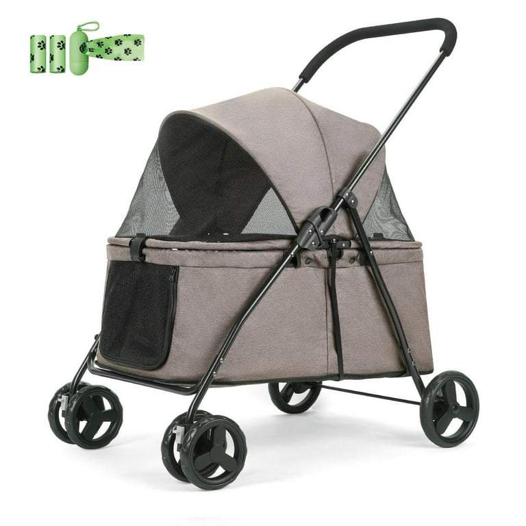 Wedyvko Pet Stroller, Coffee, Wheels Foldable Lightweight Dog