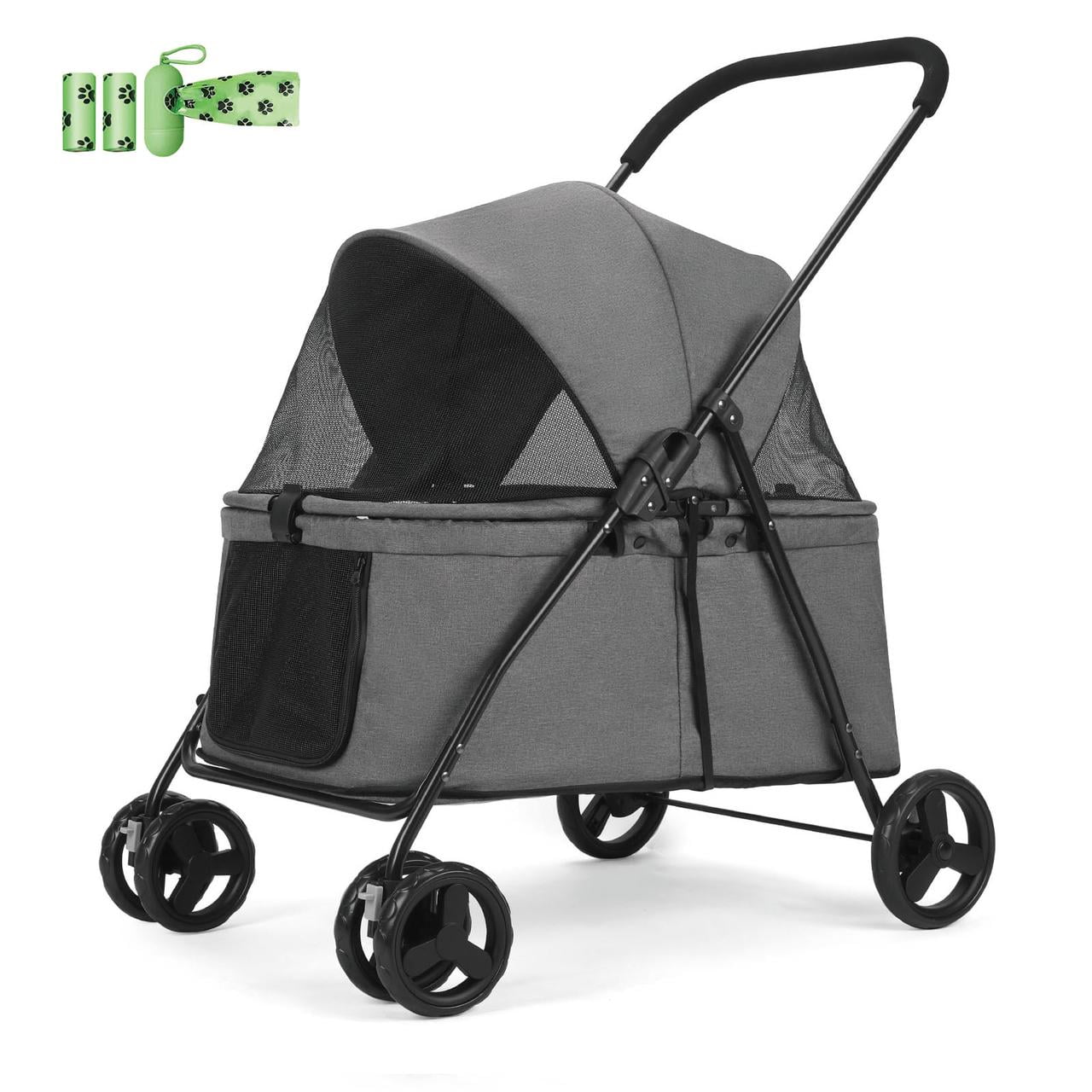 Wedyvko Pet Stroller, Coffee, Wheels Foldable Lightweight Dog