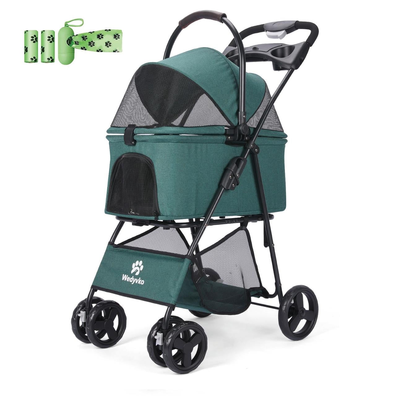 In Folding Dog Stroller, Pet Folding Stroller, Wheels Dog