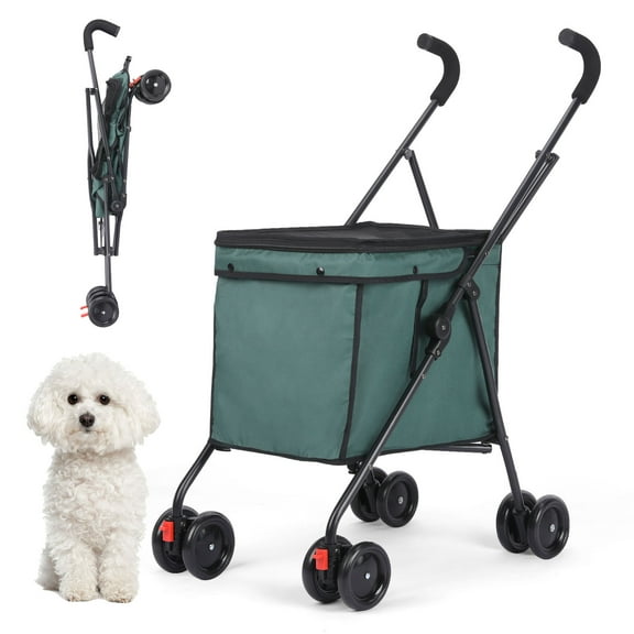 Wedyvko Pet Stroller with 4 Wheels,Series Folding Shopping Cart with Wheels, Grocery Cart with Removable Canvas with Cover, Lightweight Utility Cart for Groceries and Laundry,Dark green