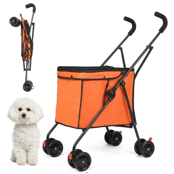 Wedyvko Pet Stroller with 4 Wheels,Series Folding Shopping Cart with Wheels, Grocery Cart with Removable Canvas with Cover, Lightweight Utility Cart for Groceries and Laundry,Orange