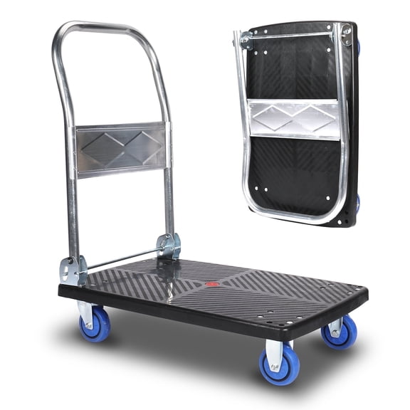 Wedyvko Platform Cart Moving Dolly Push Hand Folding Truck 400lbs Foldable, Black