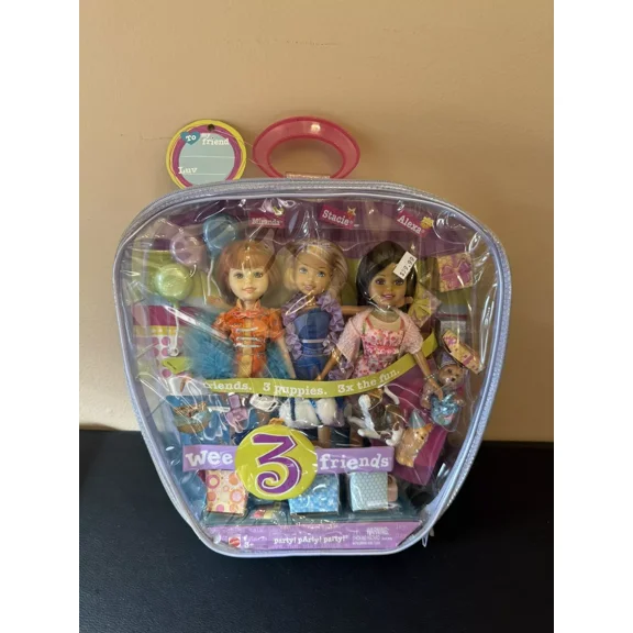 Wee 3 Friends Lila Stacy Janet Party! Party! Party! balloons 2004 BRAND NEW Doll