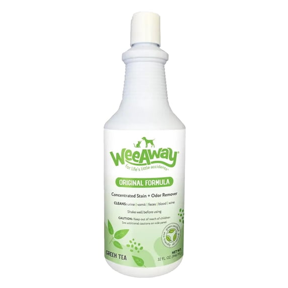 Wee Away Original Formula Concentrated Stain & Odor Remover, Enzyme Cleaner, Pet Urine Odor Eliminator for Home - Pet Mess Destroyer for Carpet & Furniture, Green Tea Scent, 32 fl oz