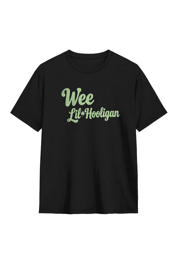 Wee Lil Hooligan Green Script Text Retro Graphic Tee for Men and Women, Fun Party Cotton Short Sleeves T-Shirt