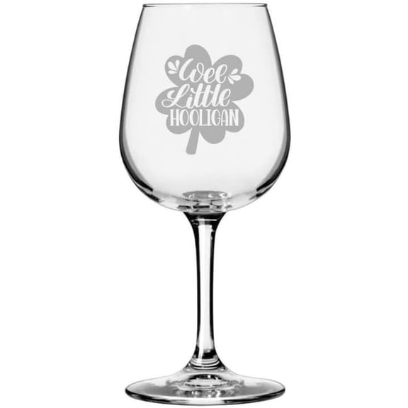 Wee Little Hooligan St Patrick's Day Etched 12.75oz All Purpose Libbey Wine Glass
