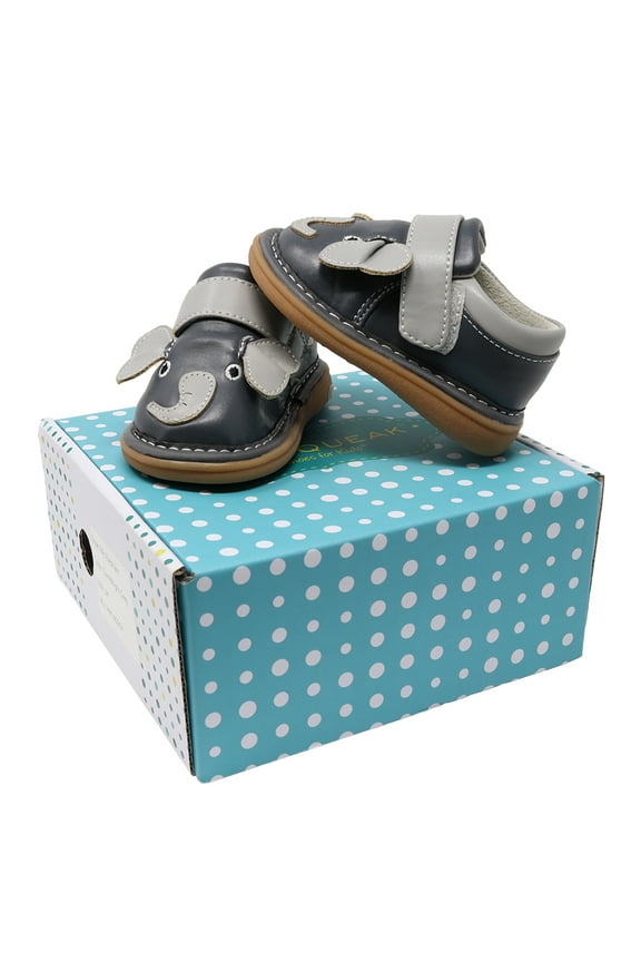 Ellis the Elephant Black Shoe - Size 3 US Comfy Hook and Loop Strap