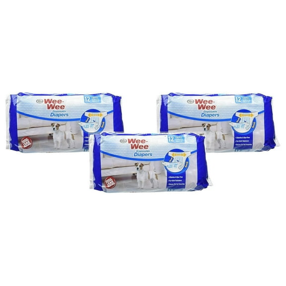 Wee-Wee Disposable Dog Diapers Small (3 Pack) - Leakproof Pet Pants for Male & Female Dogs - Puppy Potty Training & Incontinence - Comfortable, Adjustable Fit