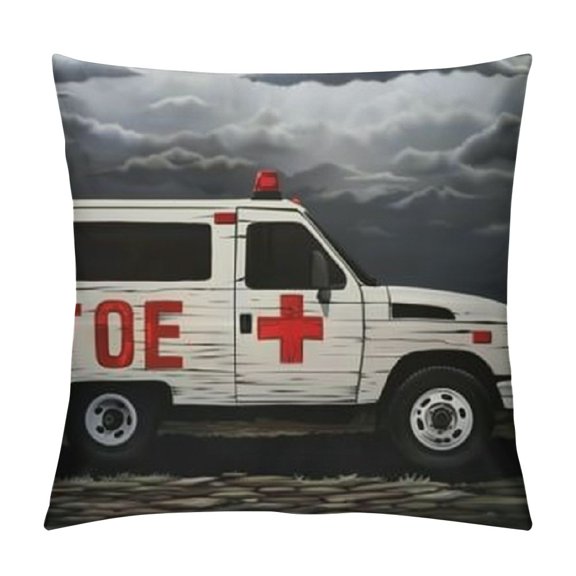 Wee Woo Ambulance Amr Funny EMS EMT ParamedicSquare Throw Pillows Covers Bed Couch Double-Sided Printing Throw Pillow Cases Home Decor Sofa Bedroom