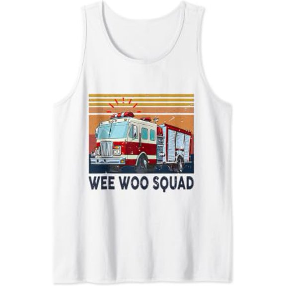 Wee Woo Squad Fire Truck Firefighter Vintage Tank Top Size S-3XL