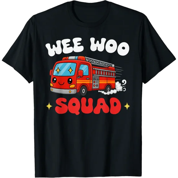 Wee Woo Squad Fire Truck Fireman Design T-Shirt - Walmart.com