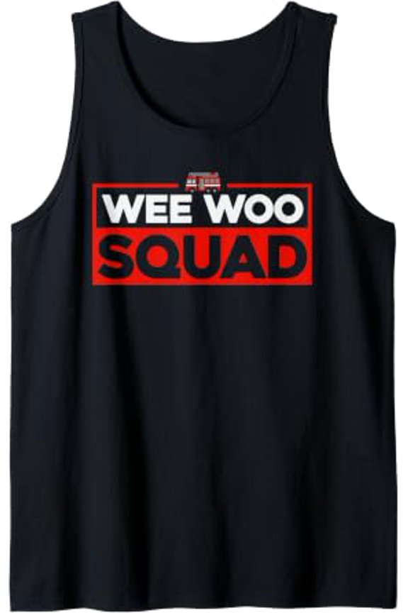 Wee Woo Squad Firefighter Playful Fire Truck Fireman Youth Tank Top Size S-3XL